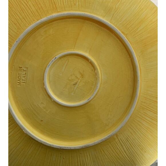 Vintage Italian Yellow Ceramic Flower Blossom Bees 3D Serving Tray - Picture 12 of 13